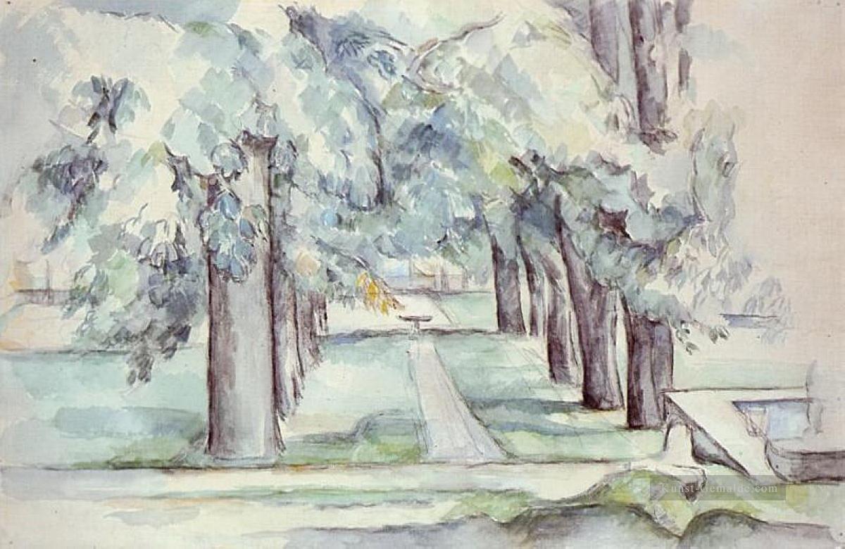 Pool und Lane von Kastanienbäumen bei Jas de Bouffan Paul Cezanne Ölgemälde